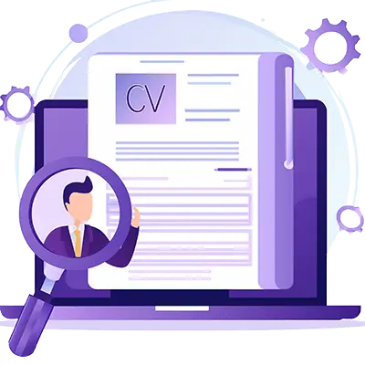 Vector image of a man analysing a CV