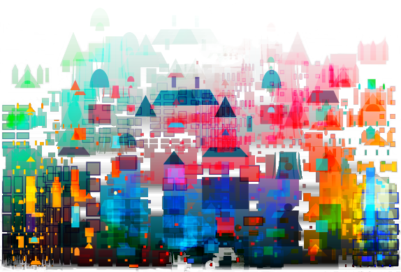 Abstract image of housing thats bright and colourful